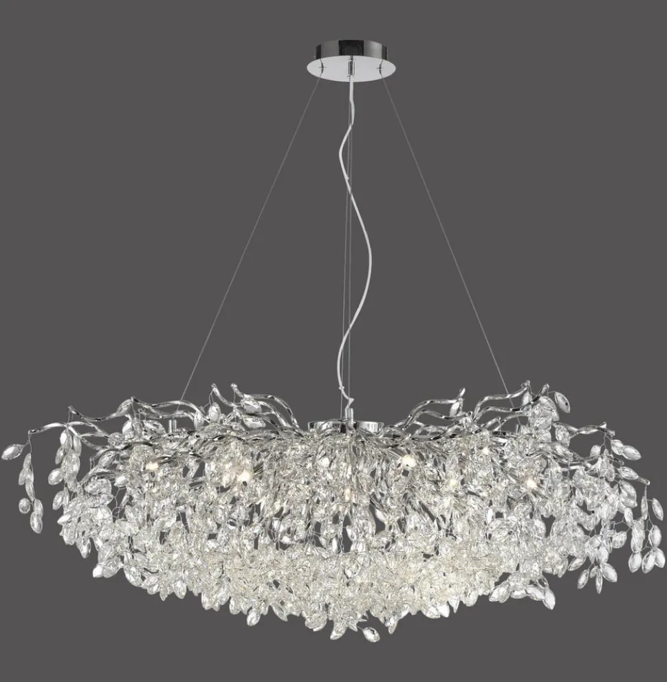 Paul Neuhaus Ricicle kroonluchter, chroom, lengte 120 cm