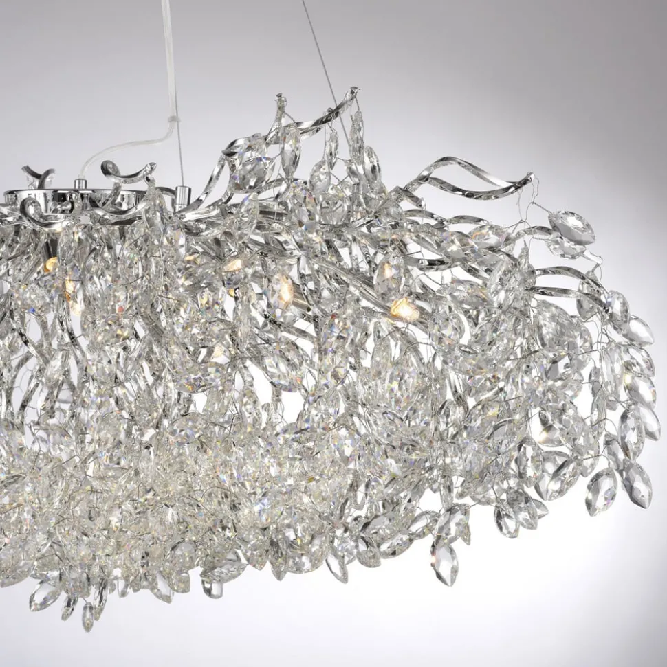 Paul Neuhaus Ricicle kroonluchter, chroom, lengte 120 cm