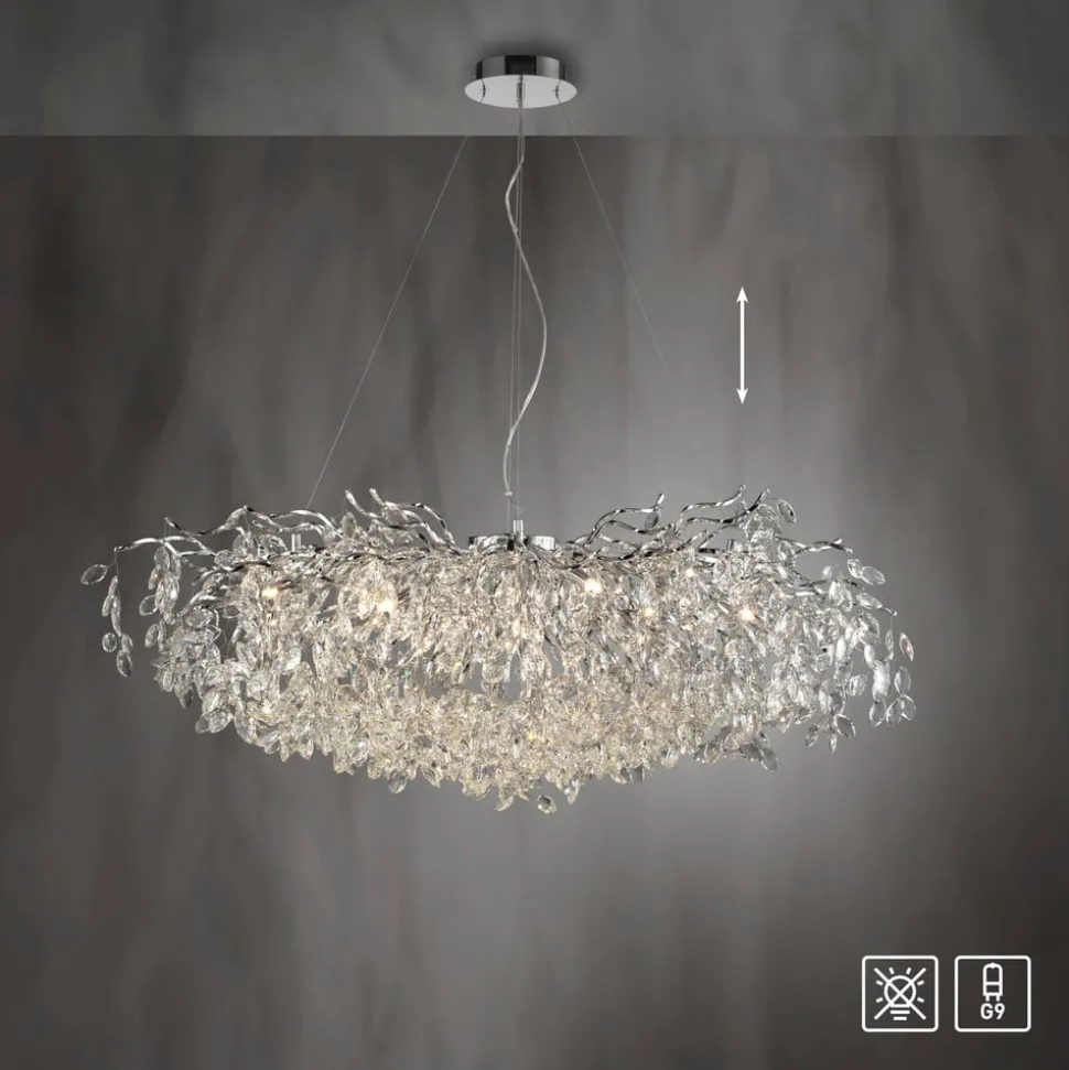 Paul Neuhaus Ricicle kroonluchter, chroom, lengte 120 cm