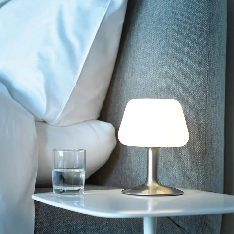 Paul Neuhaus Till tafellamp, staalkleurig, glas, dimbaar