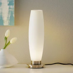 Paul Neuhaus Tyra tafellamp, glas, Ø 10 cm, dimbaar, G9