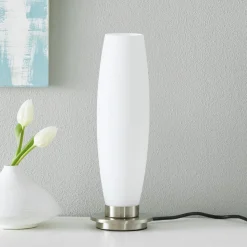 Paul Neuhaus Tyra tafellamp, glas, Ø 10 cm, dimbaar, G9