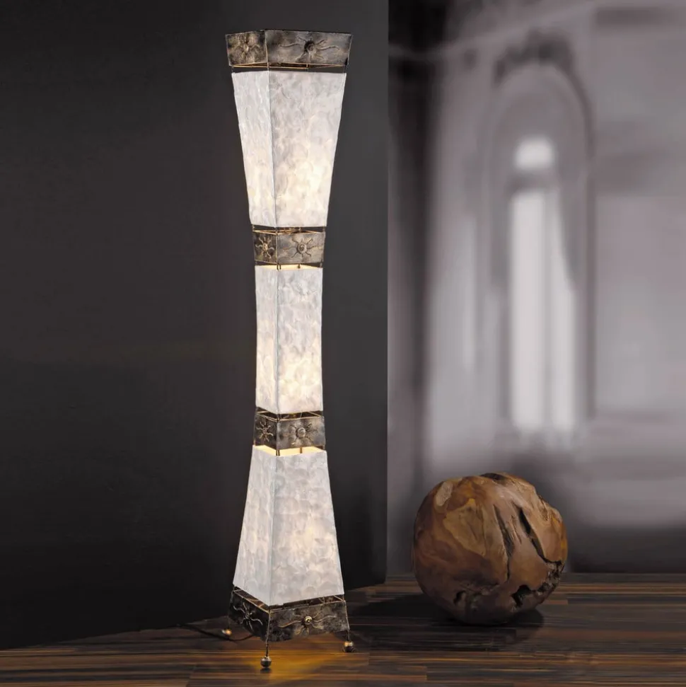 Paul Neuhaus vloerlamp Abuja, parelmoer, 150cm, 3-lamps, E27