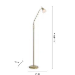 Paul Neuhaus vloerlamp Pino, messing, 163 cm, dimbaar, G9