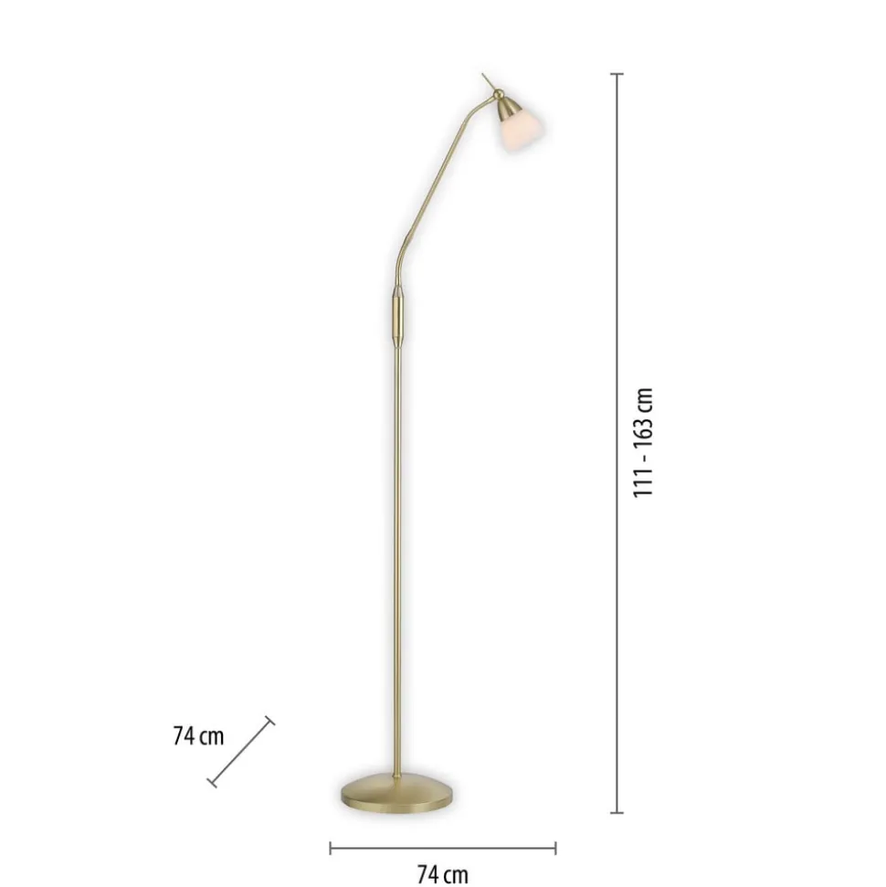 Paul Neuhaus vloerlamp Pino, messing, 163 cm, dimbaar, G9