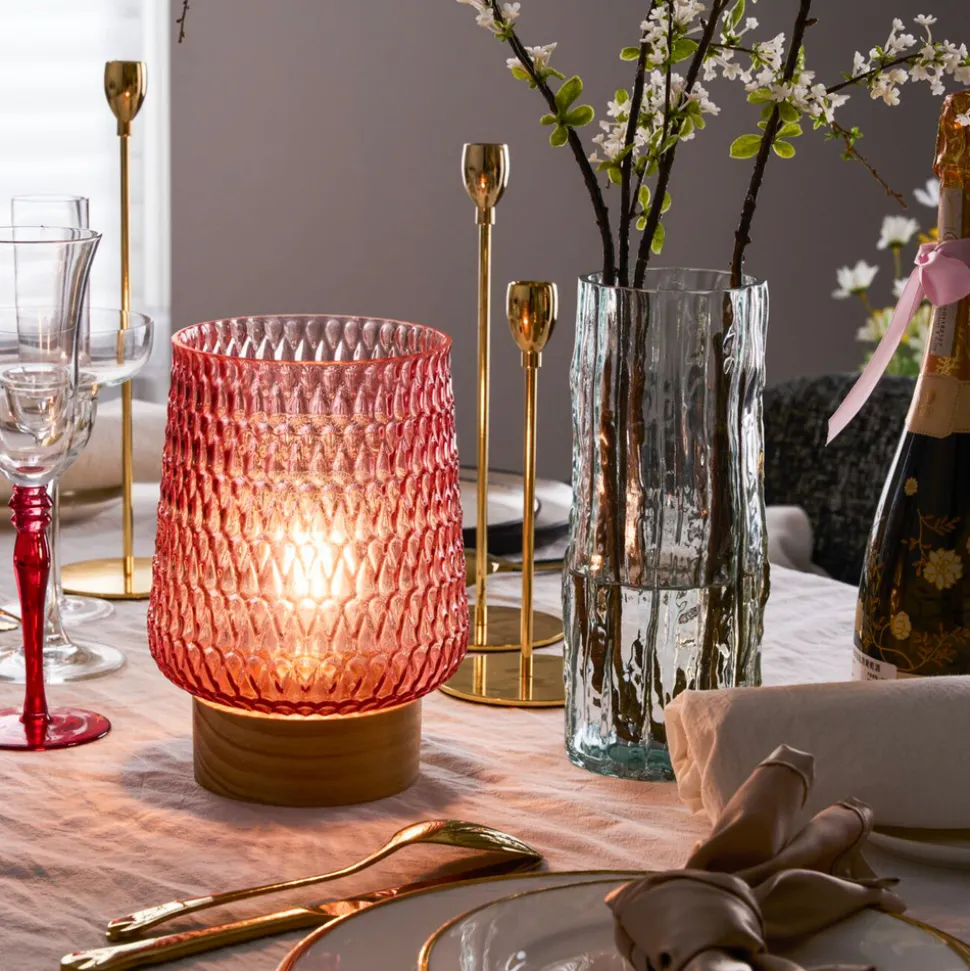 Pauleen Rose Glamour E27-LED batterij houten voet