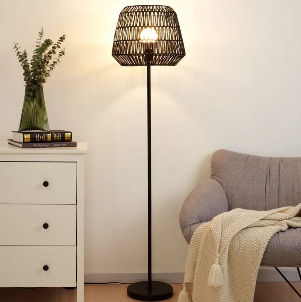 Pauleen Timber Pearl vloerlamp met gevlochten kap