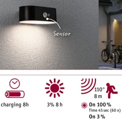 Paulmann Adya buitenwandlamp solar sensor