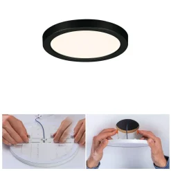 Paulmann Areo LED paneel rond zwart 3000K Ø11,8cm