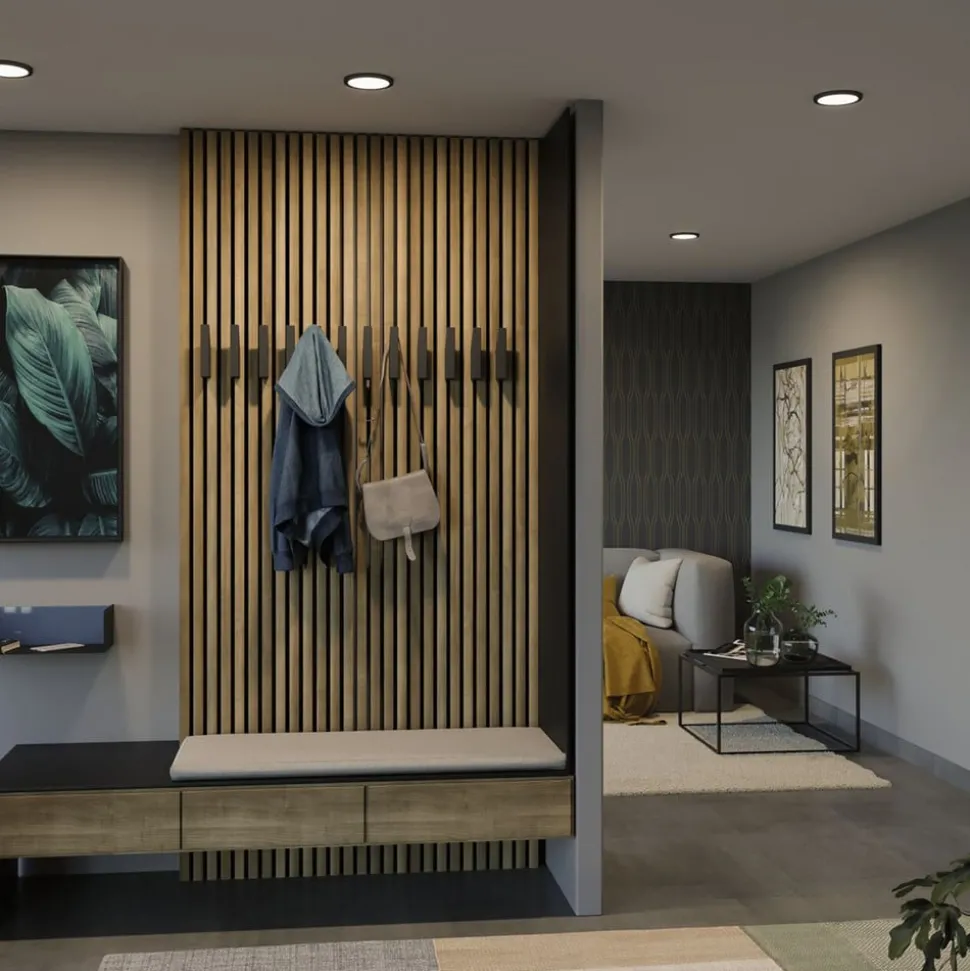 Paulmann Areo LED paneel rond zwart 4000K Ø11,8cm