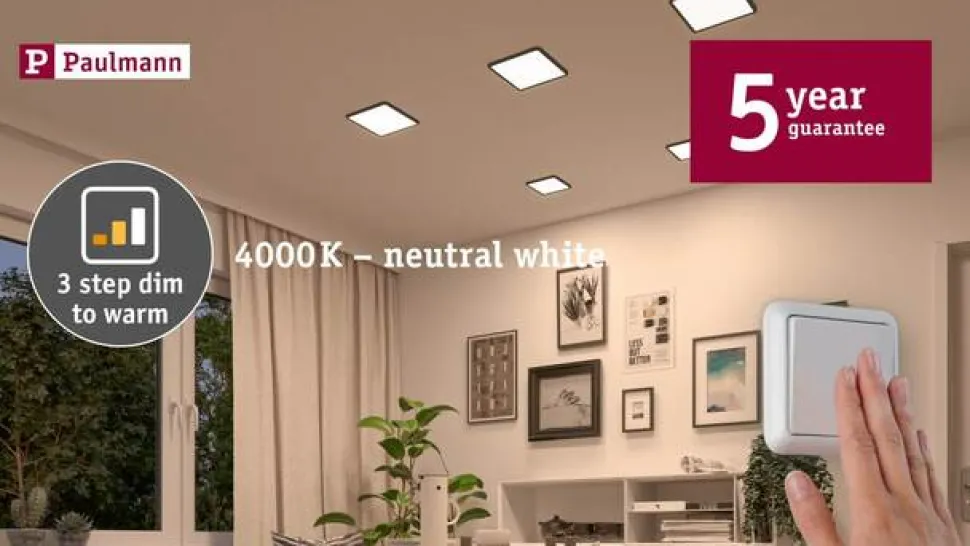 Paulmann Areo paneel dimtowarm hoekig 17,5cm