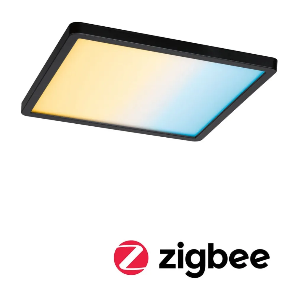 Paulmann Areo ZigBee CCT hoekig zwart 23x23cm