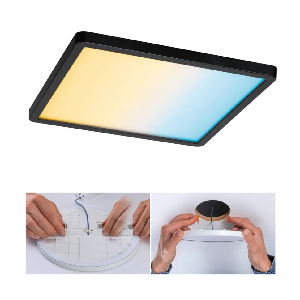 Paulmann Areo ZigBee CCT hoekig zwart 23x23cm