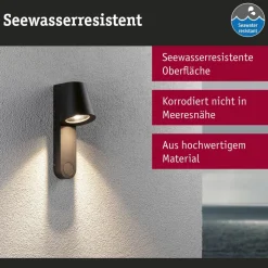 Paulmann buitenwandlamp Caissa, aluminium, sensor