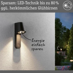 Paulmann buitenwandlamp Caissa, aluminium, sensor