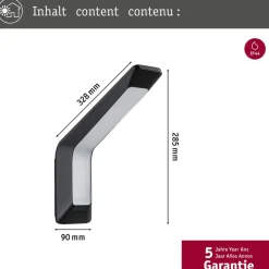 Paulmann buitenwandlamp Merano, sensor, antraciet