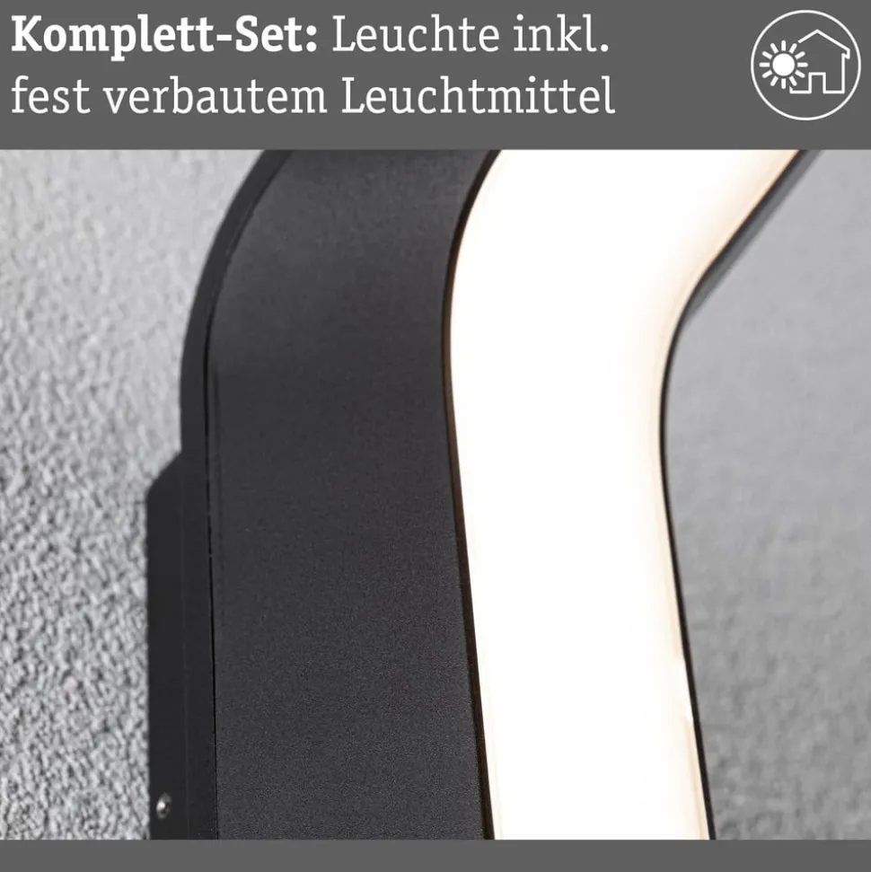 Paulmann buitenwandlamp Merano, sensor, antraciet