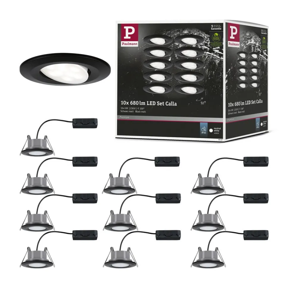 Paulmann Calla, zwart draaibaar 4.000K niet dimbaar 10s