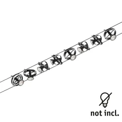 Paulmann Cardan kabelsysteem 8-lamps, zwart m.