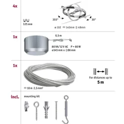 Paulmann Cardan kabelsysteem 4l. chroom mat/chroom