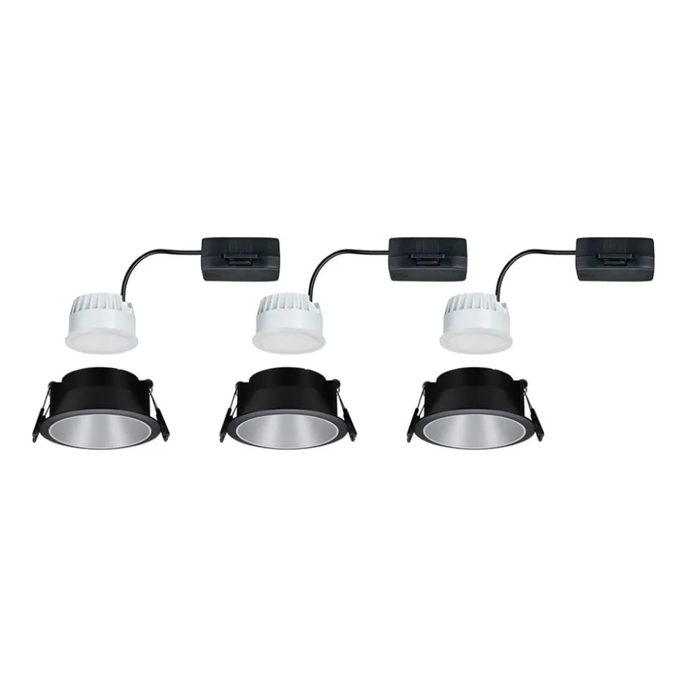 Paulmann Cole LED Spotlight zilver-zwart 3per set
