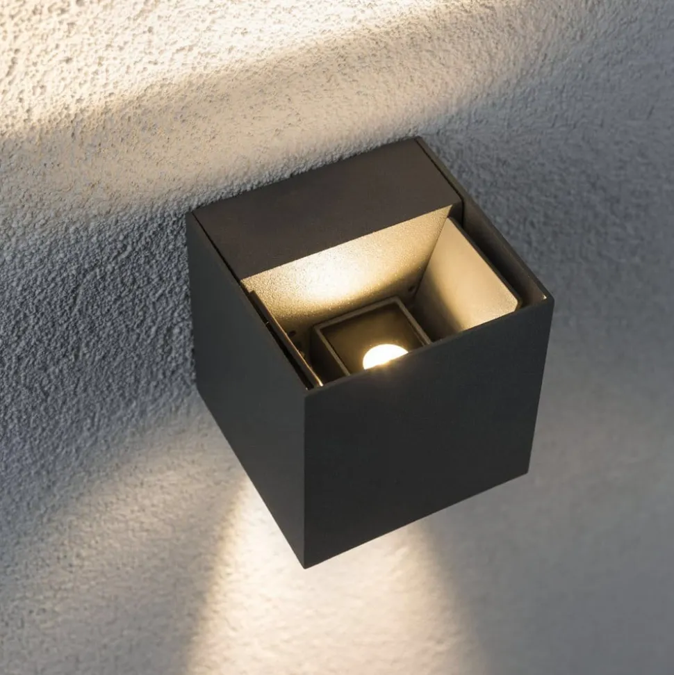 Paulmann Cybo LED buitenwandlamp, 2.700 K, 8 x 8 cm, grijs