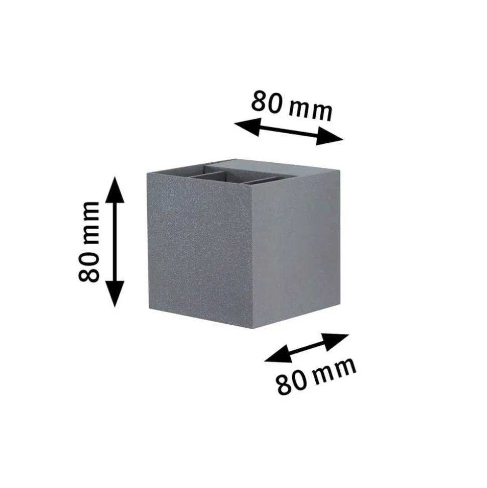 Paulmann Cybo LED buitenwandlamp, 2.700 K, 8 x 8 cm, grijs