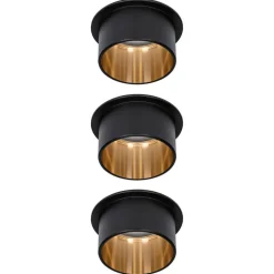 Paulmann Gil LED inbouwlamp zwart/goud 3 per set