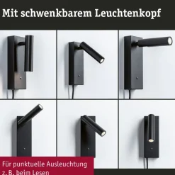 Paulmann Hulda USB LED wandspot 3-staps dimbaar zwart