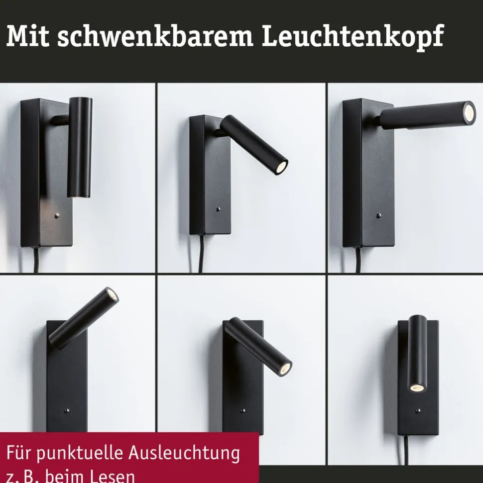 Paulmann Hulda USB LED wandspot 3-staps dimbaar zwart