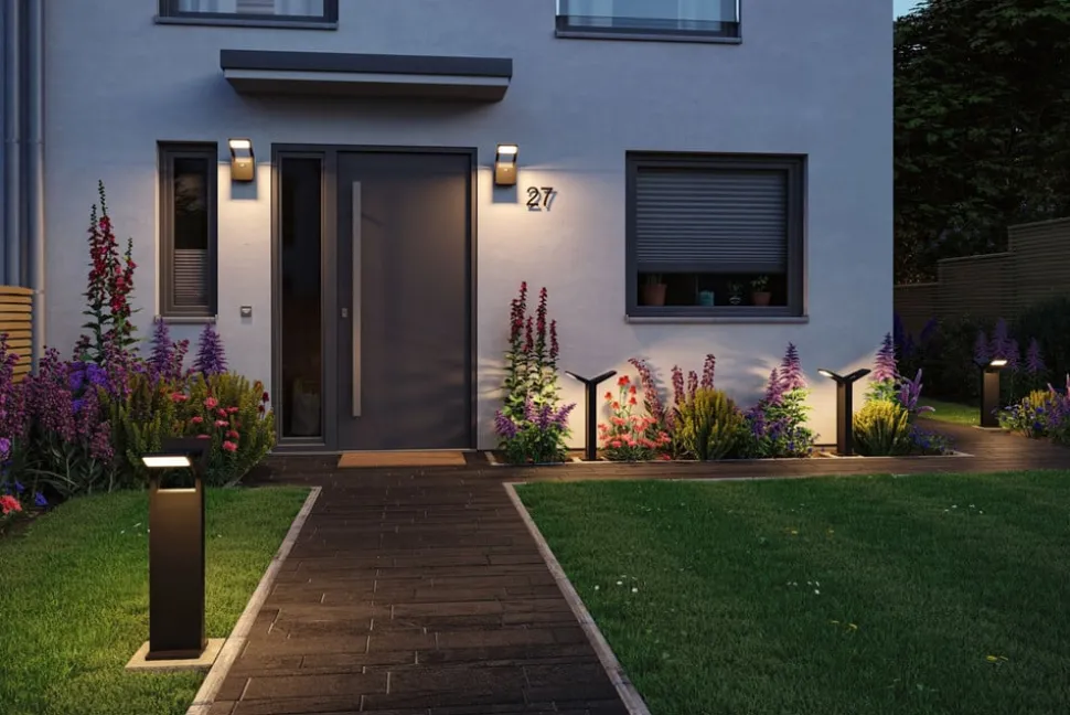 Paulmann Juntea LED tuinpadverlichting, antraciet, sensor, 2-lamps.