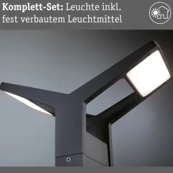 Paulmann Juntea LED tuinpadverlichting, antraciet, sensor, 2-lamps.