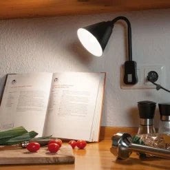 Paulmann Junus stopcontactlamp met flexibele arm, zwart