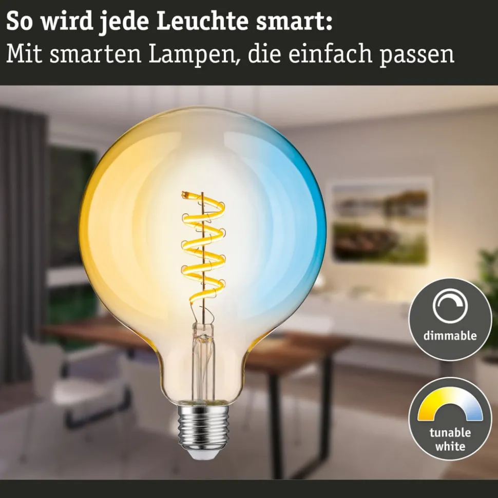 Paulmann LED bol G125 ZigBee E27 7,5W goud CCT