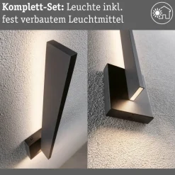 Paulmann LED buiten wandlamp Levka, antraciet, 49 cm aluminium IP44