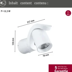 Paulmann LED buitenwandlamp Cuff, sensor, wit