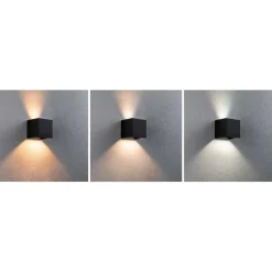 Paulmann LED buitenwandlamp, RGBW, 10x10cm, antraciet