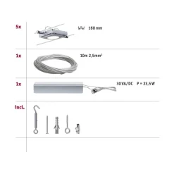 Paulmann LED kabelset 5-lamps chroom 230V/12V DC