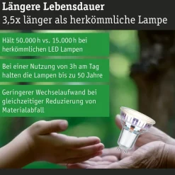 Paulmann LED reflectorlamp GU10, 2,5 W, 3.000 K, 450 lm, 100°