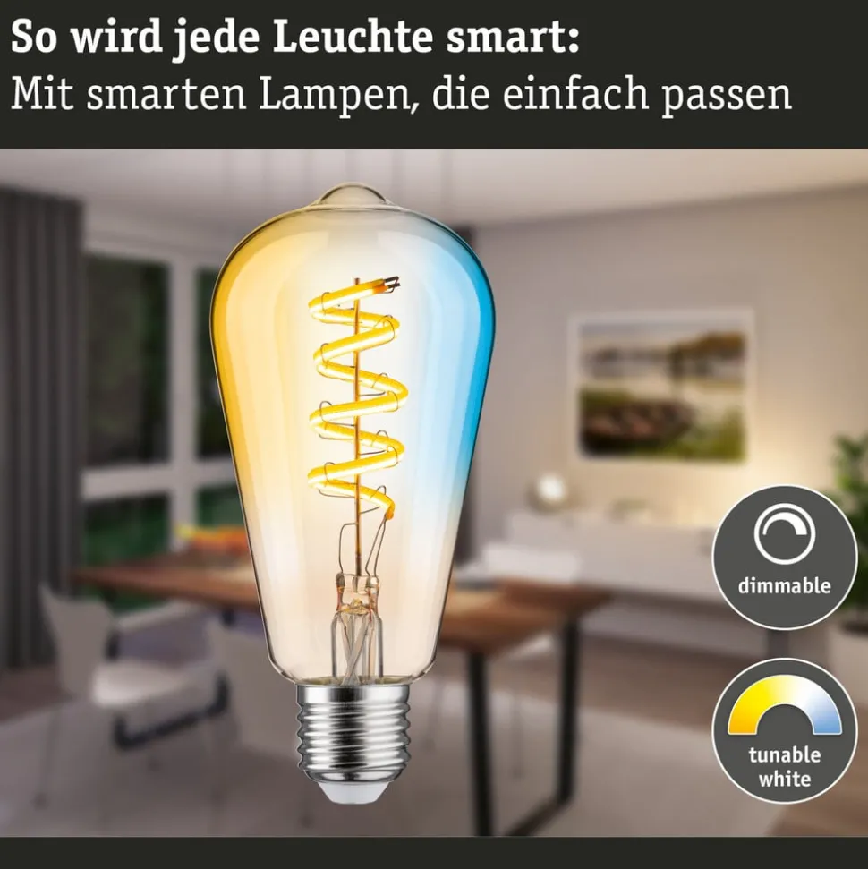 Paulmann LED rustiek ZigBee E27 7,5W CCT dim goud