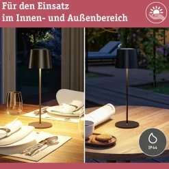 Paulmann LED tafellamp Gilo, zwart, kunststof, IP44