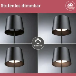 Paulmann LED tafellamp Gilo, zwart, kunststof, IP44