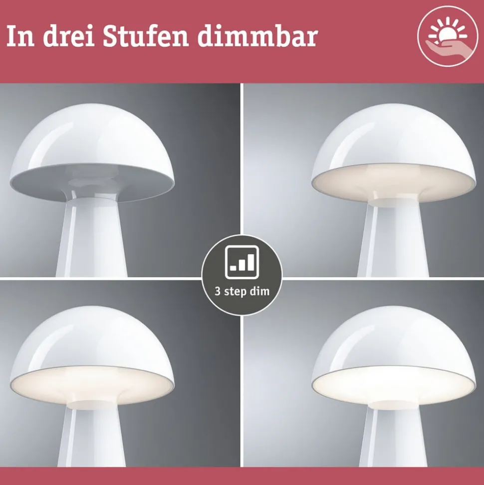 Paulmann LED tafellamp Onzo, wit, kunststof, IP44