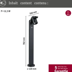 Paulmann LED tuinpadverlichting Manchet, aluminium, sensor, antraciet
