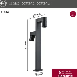 Paulmann LED tuinpadverlichting Kimu 2, antraciet, 2-lamps, 3.000 K