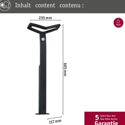 Paulmann LED tuinpadverlichting Alara, antraciet, 67 cm IP44