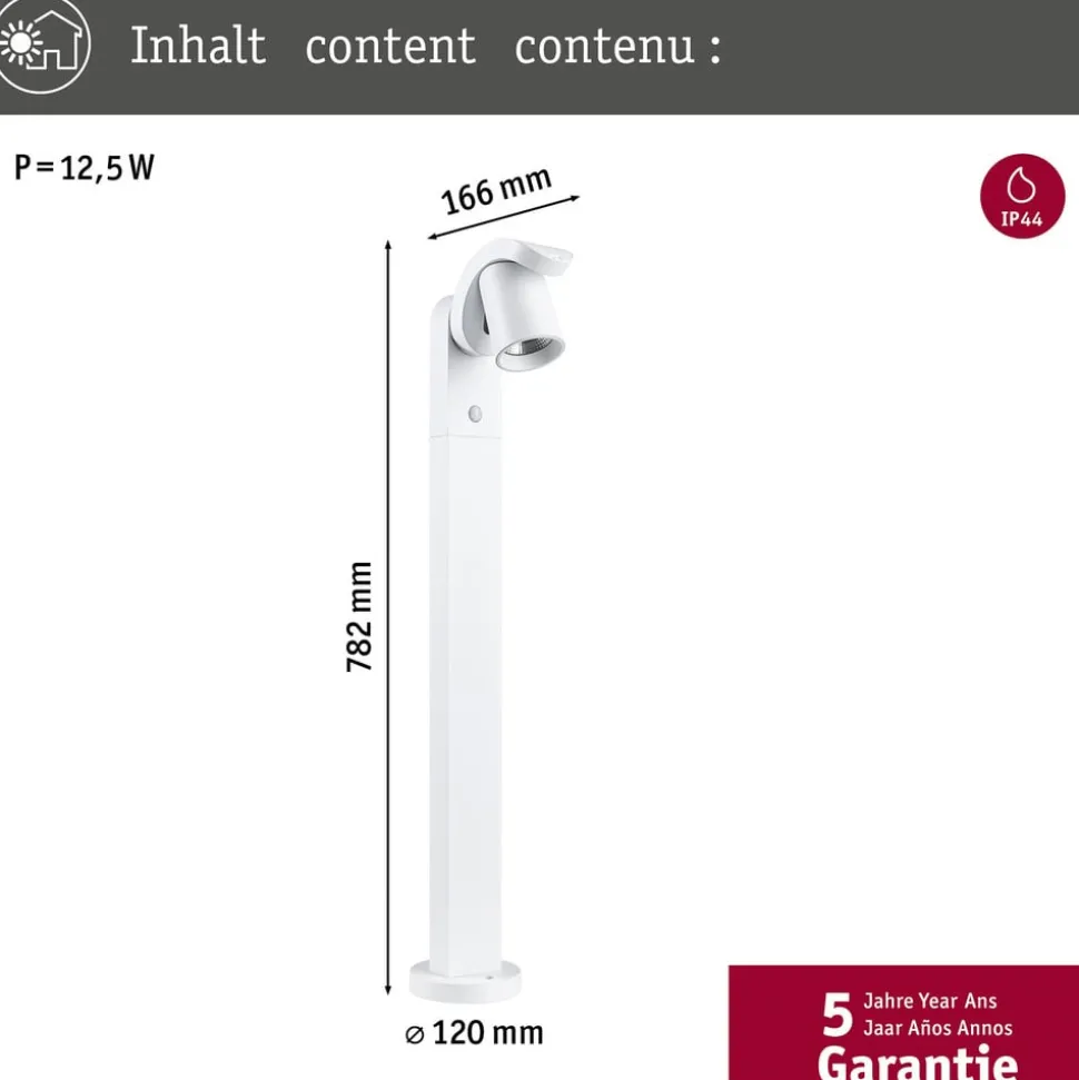 Paulmann LED tuinpadverlichting Manchet, aluminium, sensor, wit