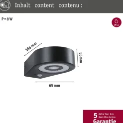 Paulmann LED wandlamp Silma antraciet 1-lamp IP44