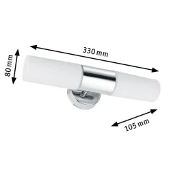 Paulmann Lenia wandlamp IP44 chroom/opaal 2-lamps