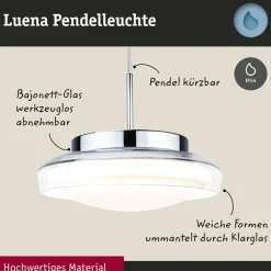 Paulmann Luena LED hanglamp IP44 chroom Ø25cm